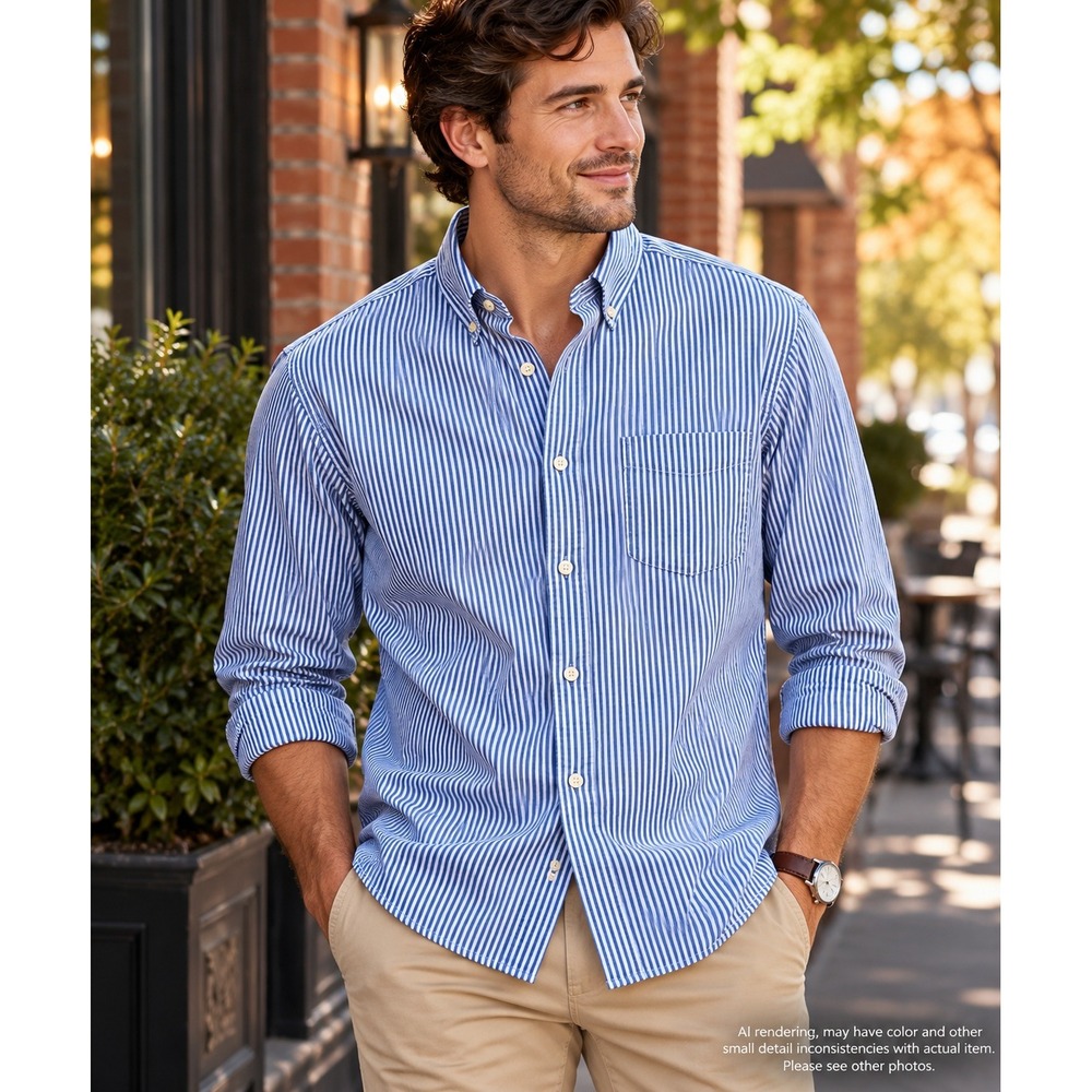 J.Crew Size M Secret Wash Striped Button Down Shirt Blue White Classic
